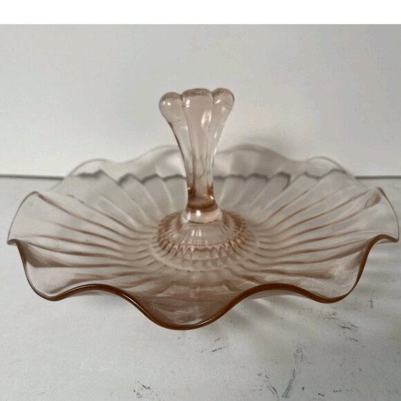 Vintage Pink Depression Glass Pedestal Candy Dish 7” - Picture 4 of 13